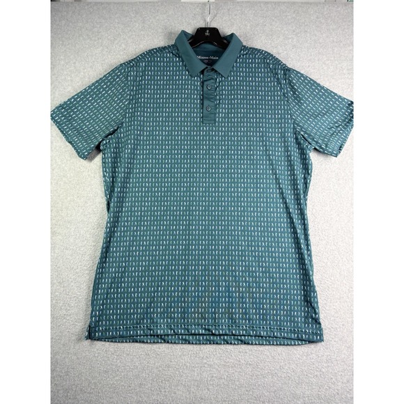 Mizzen Main Versa Polo Shirt Men's L Trim Golfer Swing All Over Green - Picture 2 of 10